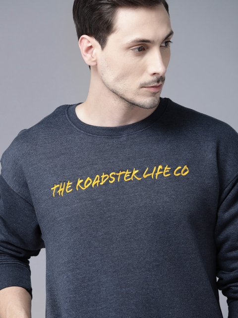 

Roadster Men Navy Blue Brand Logo Embroidered Sweatshirt