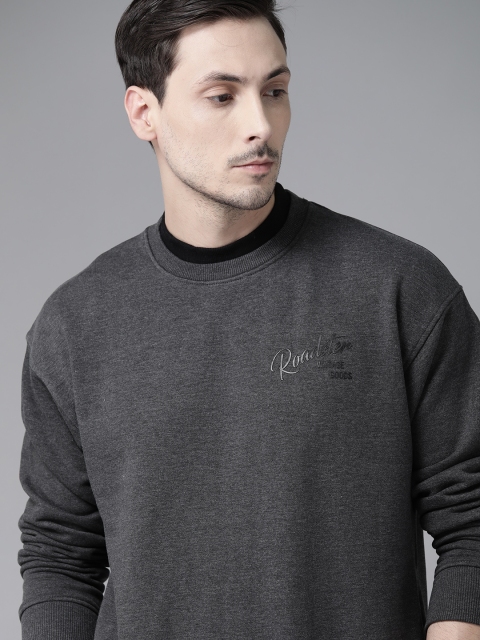 

Roadster Men Charcoal Grey Solid Sweatshirt