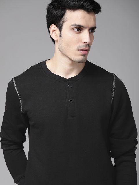 

Roadster Men Black Solid Sweatshirt