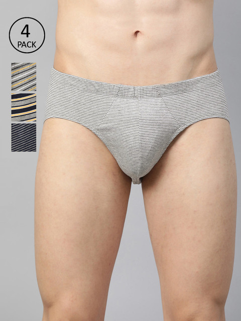

Marks & Spencer Men Pack of 4 Striped Briefs T142590F, Grey