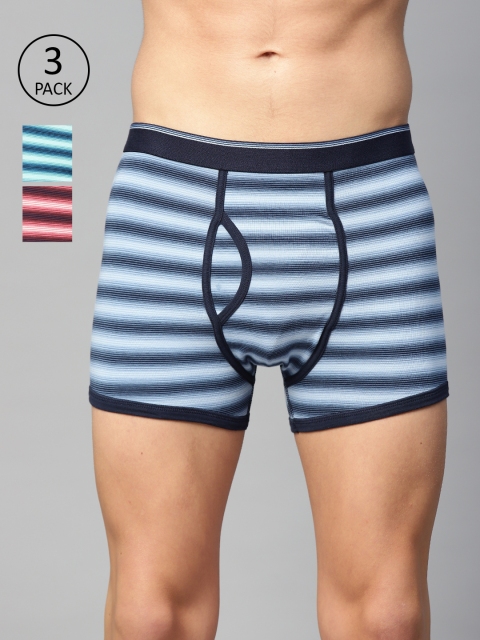 

Marks & Spencer Men Pack of 3 Striped Trunks T144679S, Blue