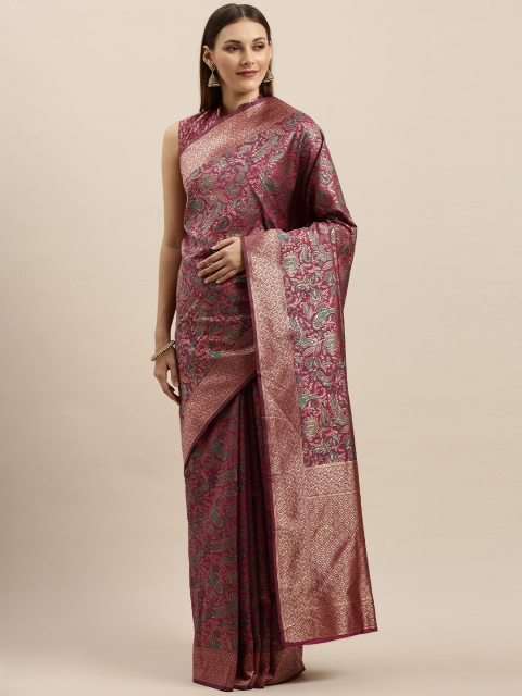 

SHAVYA Mauve & Green Pure Silk Woven Design Banarasi Saree