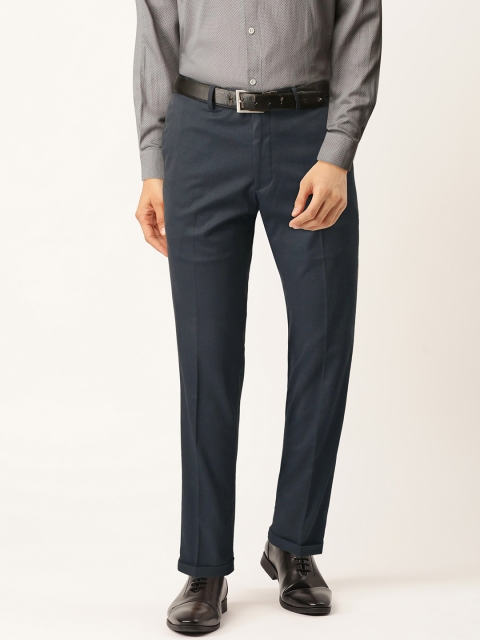 

Marks & Spencer Men Teal Blue Slim Fit Solid Formal Trousers