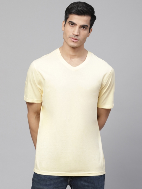 

Marks & Spencer Men Yellow Solid V-Neck T-Shirt