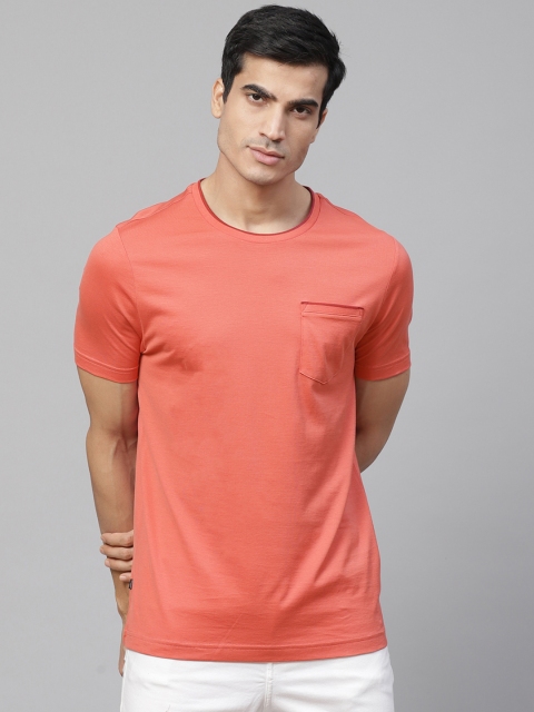 

Marks & Spencer Men Coral Pink Supima Cotton Solid Round Neck T-shirt