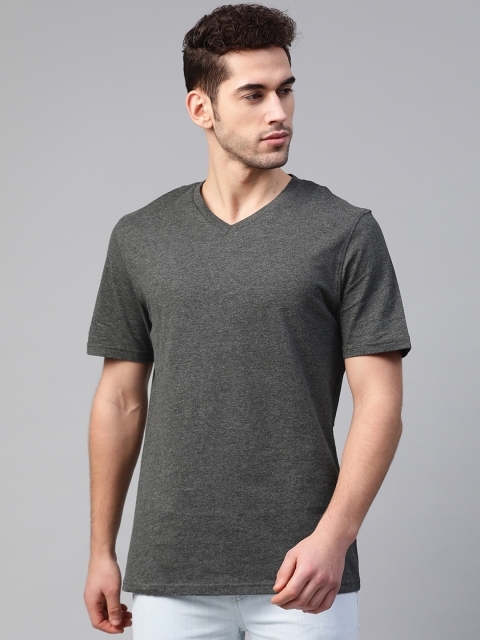 

Marks & Spencer Men Charcoal Grey Solid V-Neck T-shirt