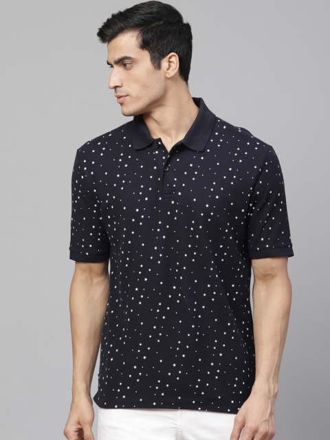 

Marks & Spencer Men Navy Blue Slim Fit Printed Polo Collar T-shirt