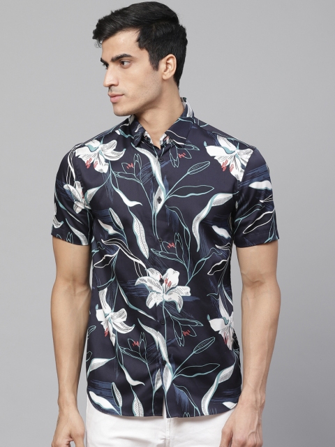 

Marks & Spencer Men Navy Blue & White Regular Fit Floral Printed Casual Shirt