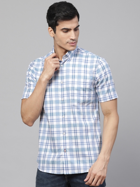 

Marks & Spencer Men Blue & White Regular Fit Tartan Check Casual Shirt