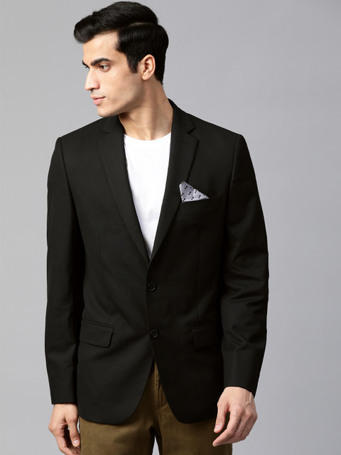 

Marks & Spencer Men Black Slim Fit Solid Single-Breasted Smart Casual Blazer