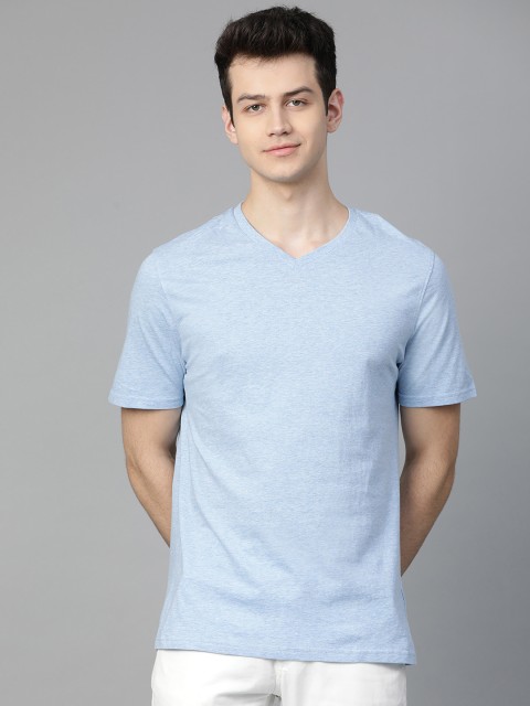 

Marks & Spencer Men Blue Solid V-Neck T-shirt