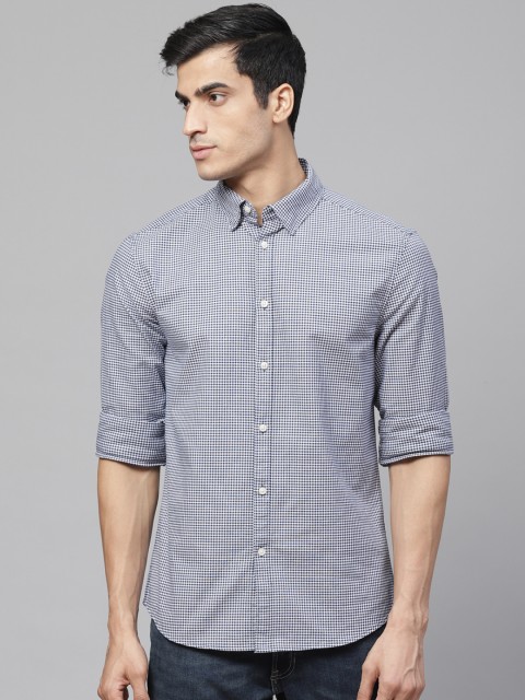 

Marks & Spencer Men Blue & White Regular Fit Micro Checks Casual Shirt