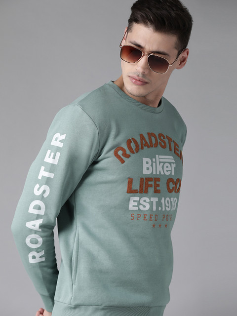 

Roadster Men Sea Green Printed Sweatshirt