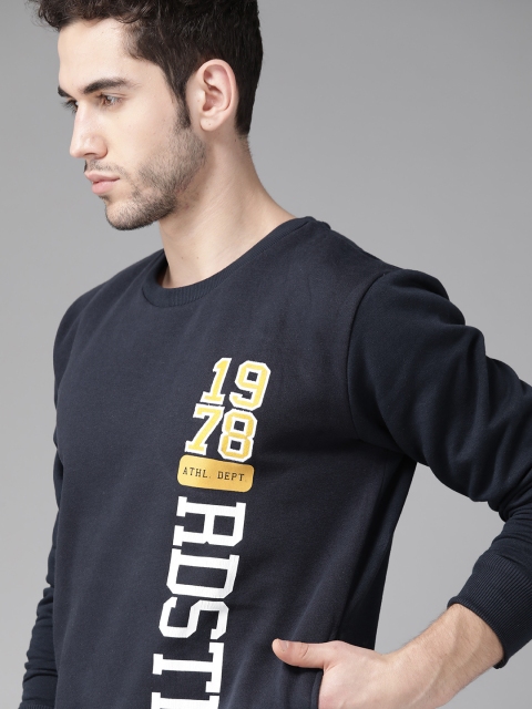 

Roadster Men Navy Blue & White Brand Logo Print Sweatshirt