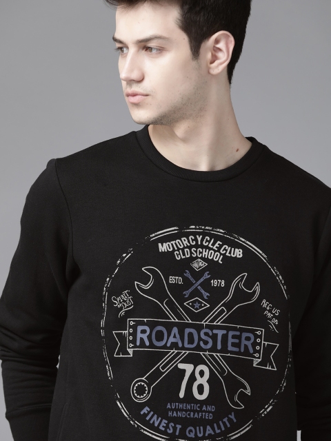 

Roadster Men Black & Off-White Printed Sweatshirt