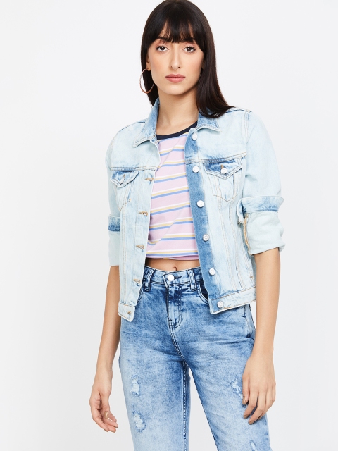 

Ginger by Lifestyle Women Blue Solid Denim Jacket