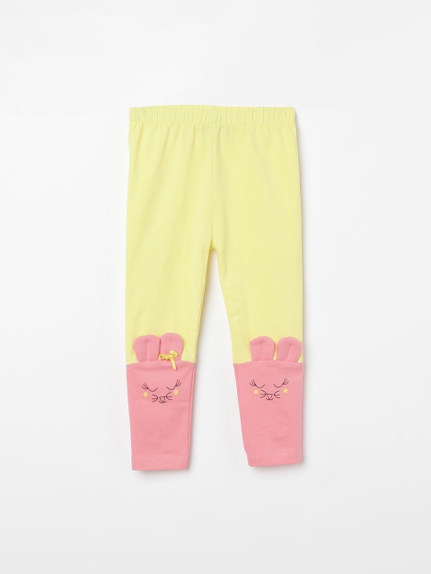

Juniors by Lifestyle Infant Girls Yellow & Pink Colourblocked Ankle-Length Leggings