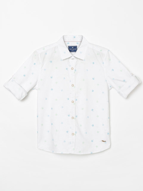 

Fame Forever by Lifestyle Boys White & Blue Slim Fit Printed Casual Shirt