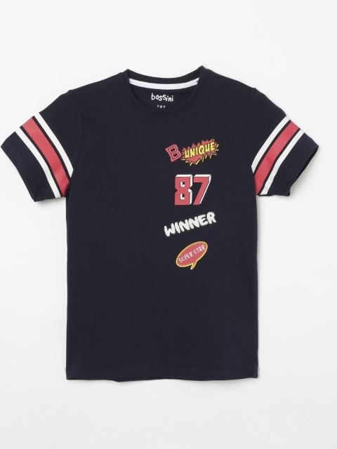 

Bossini Boys Navy Blue Printed Round Neck T-shirt