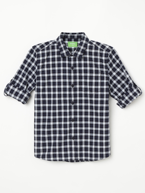 

Bossini Boys Navy Blue & White Regular Fit Checked Casual Shirt
