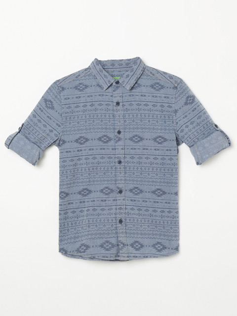 

Bossini Boys Blue Regular Fit Printed Casual Shirt