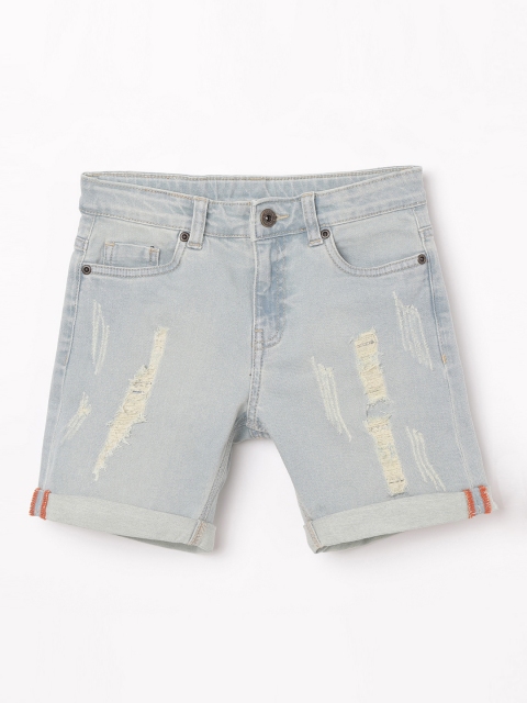 

Bossini Boys Blue Solid Regular Fit Distressed Denim Shorts