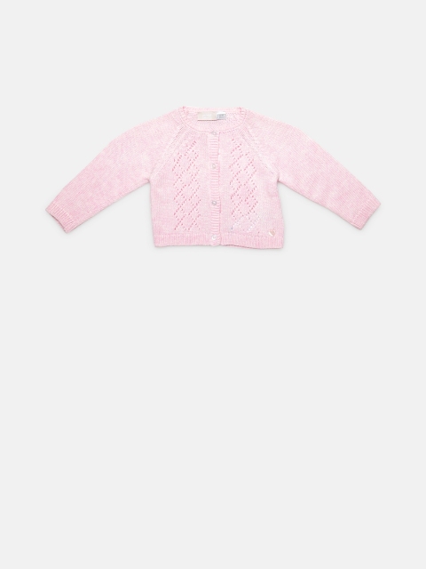 

Chicco Girls Pink Self Design Front-Open Sweater