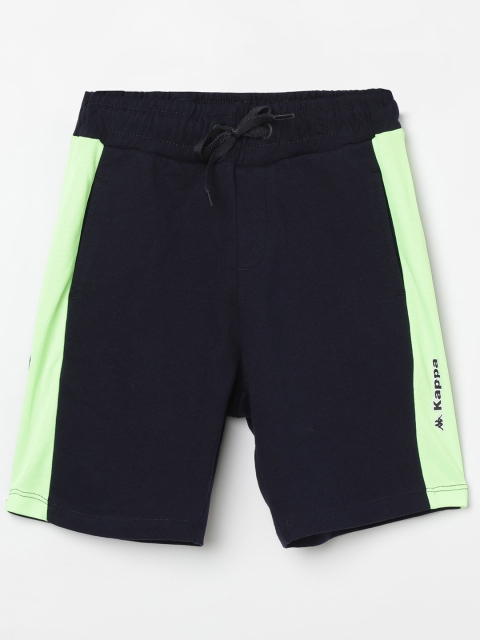 

Kappa Boys Navy Blue & Fluroscent Green Colourblocked Running Shorts