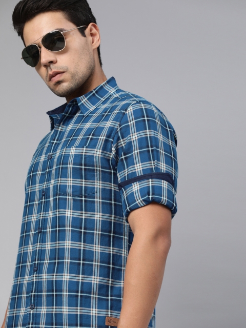 

Roadster Men Blue Checked Regular Fit Casual Shirt