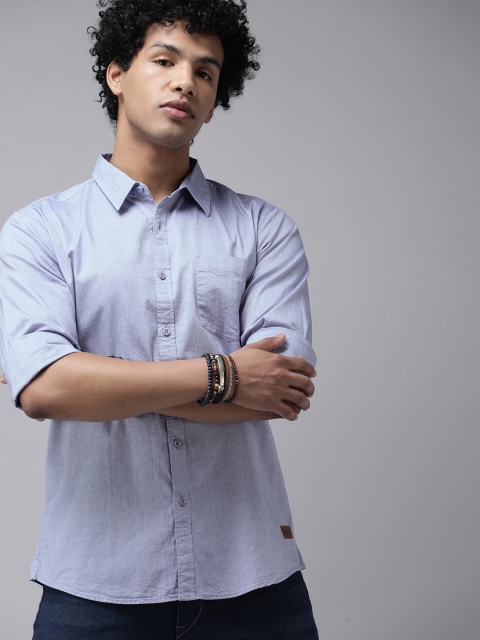 

Roadster Men Blue Solid Pure Cotton Casual Shirt