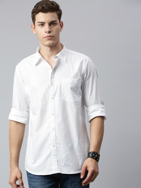 

Roadster Men White Regular Fit Solid Casual Shirt