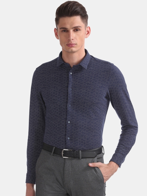 

Arrow Men Navy Blue Slim Fit Printed Semiformal Shirt