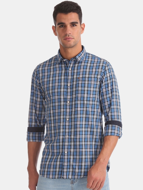 

Arrow Men Blue & White Slim Fit Checked Casual Shirt