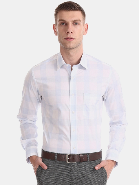 

Arrow Men Light Blue Slim Fit Checked Formal Shirt
