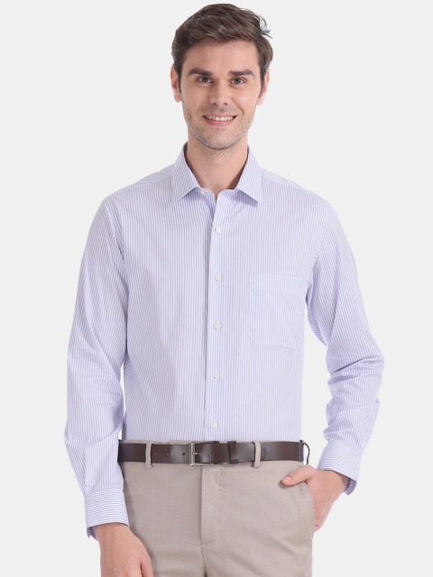 

Arrow Men White & Blue Regular Fit Striped Formal Shirt
