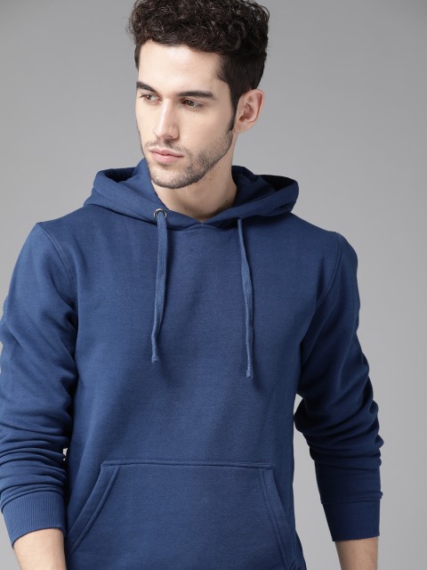 

Roadster Men Navy Blue Solid Hooded Sweatshirt