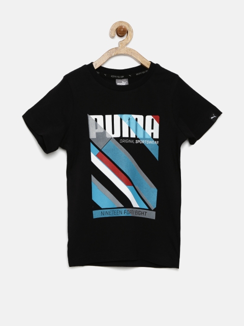 

PUMA Boys Black Printed T-shirt