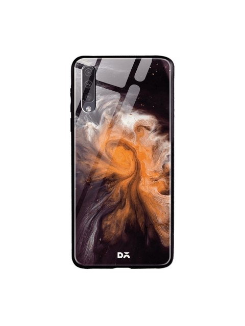 

DailyObjects Black & Orange Marble Galaxy Samsung Galaxy A30s Glass Mobile Case