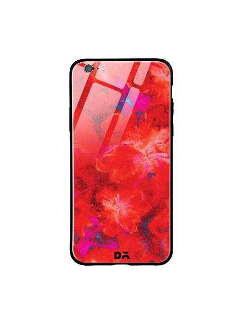 

DailyObjects Red & Pink Large Flowers iPhone 6S Marble Glass Mobile Cover