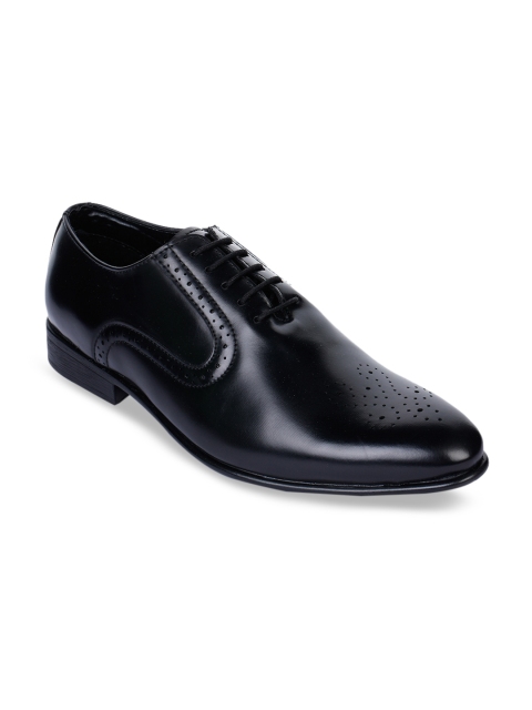 Bruno Manetti Men Black Solid Formal Oxfords
