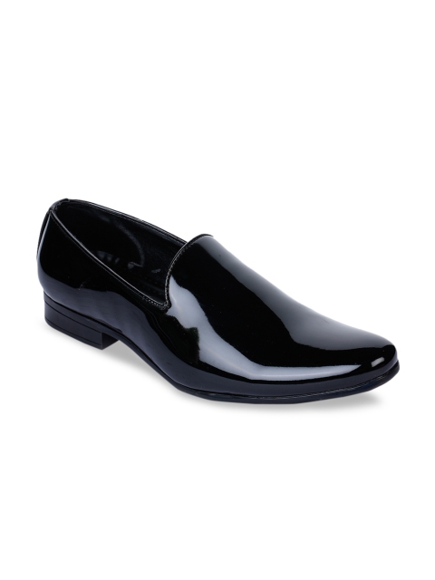 

Bruno Manetti Men Black Solid Patent Leather Formal Slip-Ons
