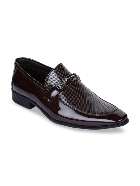 

Bruno Manetti Men Brown Textured Patent Leather Formal Loafers