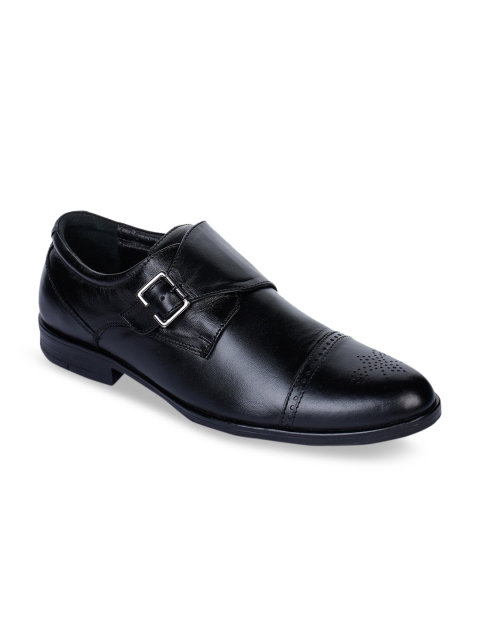 

Bruno Manetti Men Black Solid Leather Formal Monks