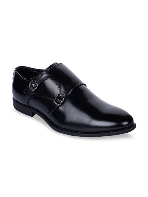 

Bruno Manetti Men Black Solid Leather Formal Monks
