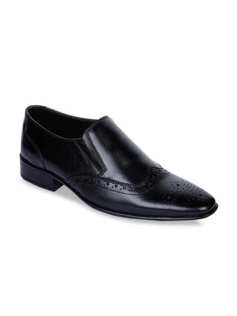 

Bruno Manetti Men Black Solid Leather Formal Slip-Ons