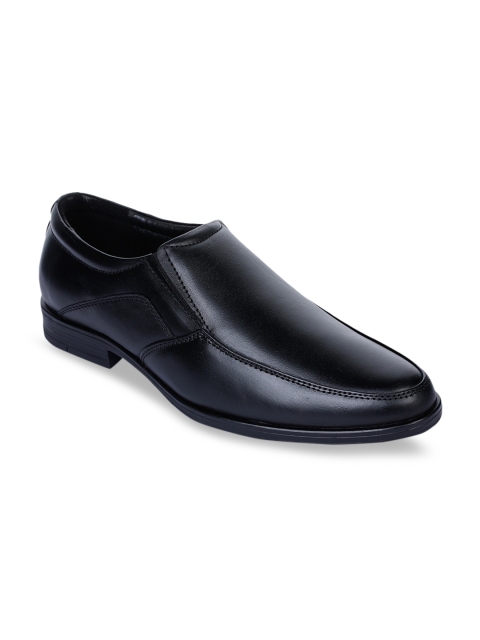 

Bruno Manetti Men Black Solid Leather Formal Slip-Ons
