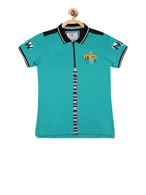 

Monte Carlo Boys Green Printed Polo Collar T-shirt