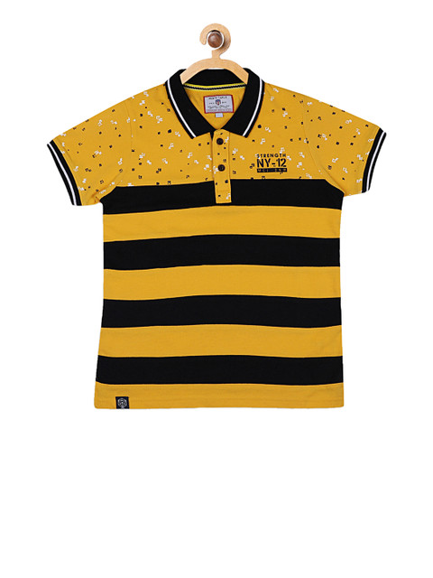 

Monte Carlo Boys Mustard Yellow & Black Striped Polo Collar T-shirt