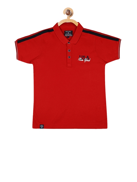 

Monte Carlo Boys Red Printed Polo Collar T-shirt