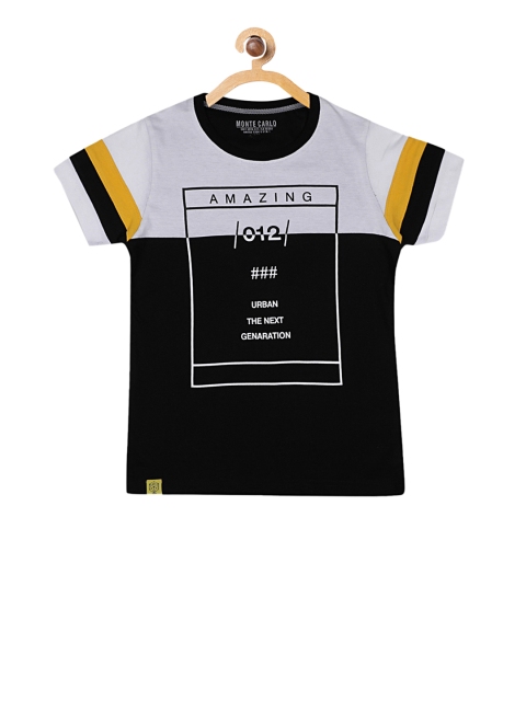 

Monte Carlo Boys White & Black Colourblocked Round Neck T-shirt